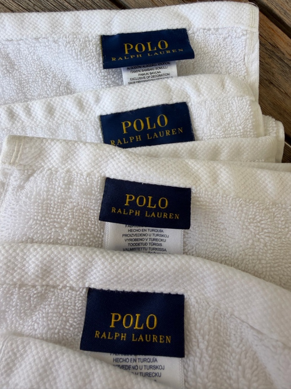 Polo Ralph Lauren 4-Piece Pony Bath Towel Set Bright White 100% Cotton Soft GUC - Picture 11 of 16